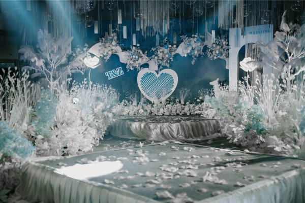 【纯恋婚礼】淡蓝简约❤背景版轻奢酒店婚礼堂婚礼