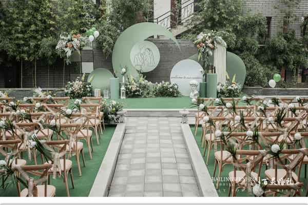 【百灵婚礼】白绿清新网红户外定制婚礼