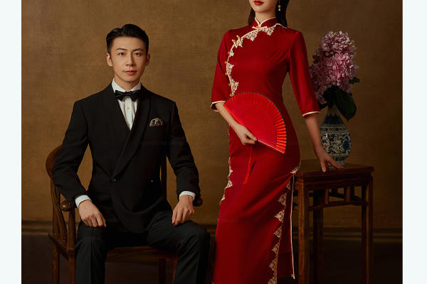 婉约的女子与儒雅的先生，与心上人喜结连理