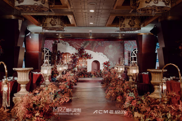 复古小预算秋色系红金婚礼《将爱意燃烧》
