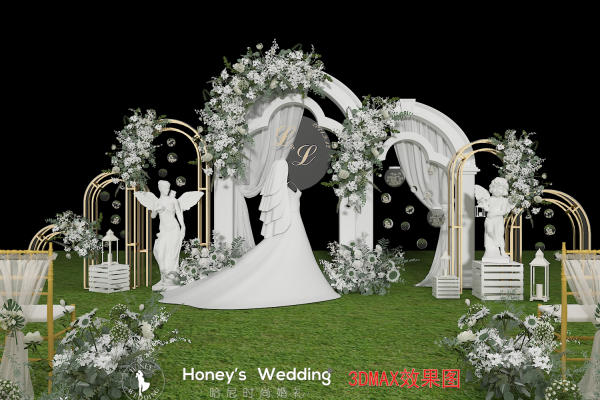 【哈尼时尚婚礼】卫鼎轩户外白绿色婚礼