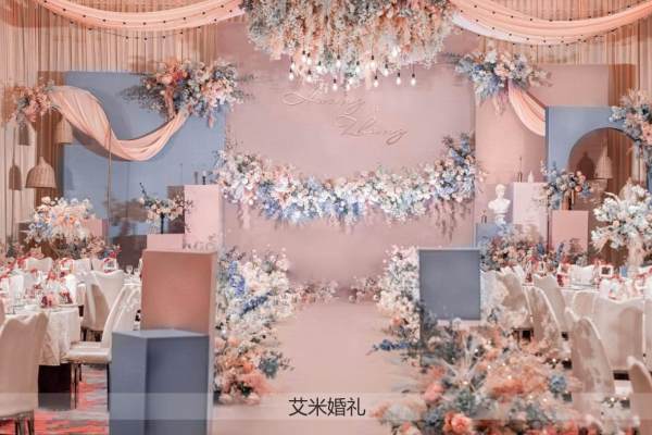 梦幻蓝粉色法式婚礼