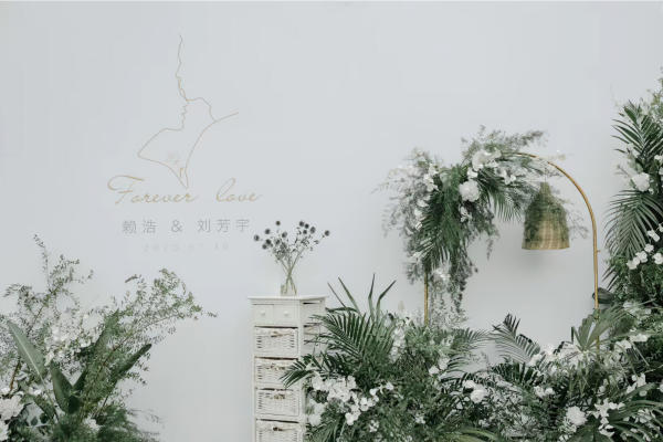 户外小清新白绿色系场布图