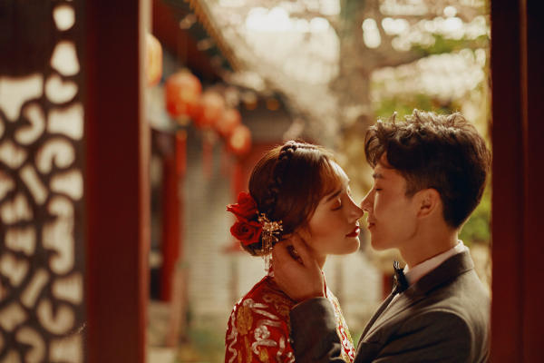 园林风婚纱照