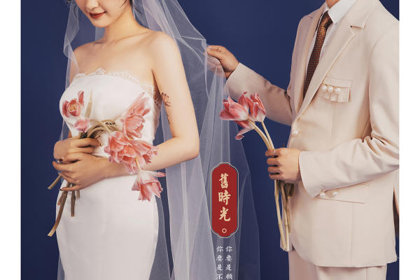 复古蓝色调的婚纱照，我承认我爱了