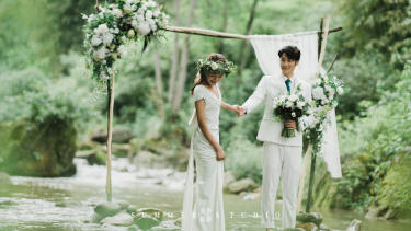 目的地婚礼婚纱照、清新、浅滩