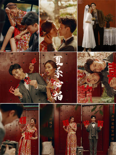园林庭院心民国风复古婚纱照 