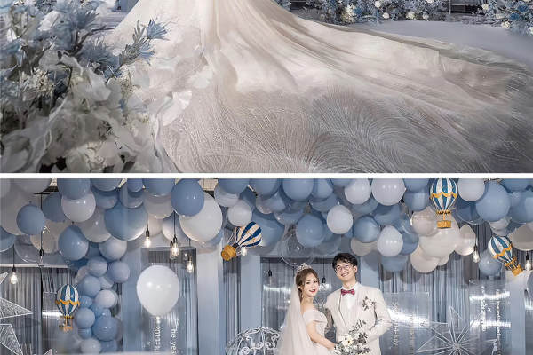 莫兰蒂蓝色系浪漫定制气球 婚礼