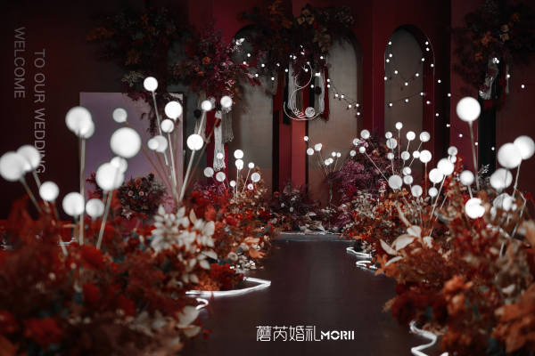 红色奢雅 织物主题婚礼