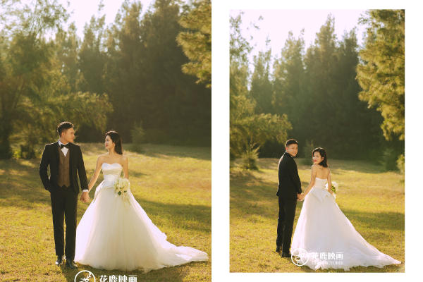 夕阳草坪婚纱照｜感受被夕阳笼罩的金色浪漫