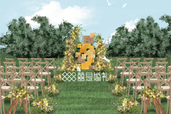 户外草坪/小清新/黄色系/田园风婚礼~