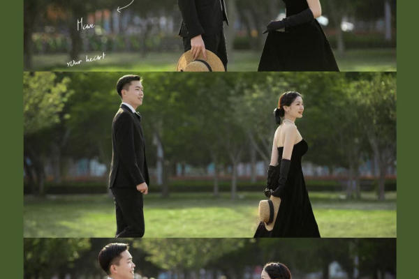 森系赫本风黑色礼服婚纱照
