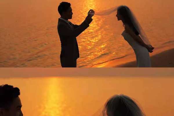 海景夕阳婚纱照