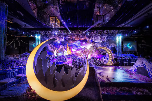 夜色星空婚礼，炫烂多彩的夜空，奇幻的世界