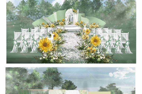 夏日里的向日葵温馨草坪婚礼