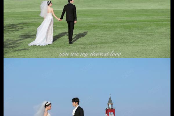 草坪也能拍出的电影风婚纱照