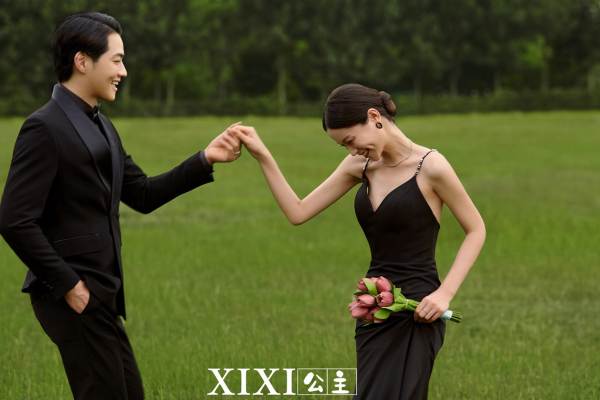 草坪法式婚纱照